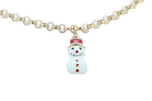 Women Gold Metal Chain Boot Bracelet Shoe Anklet Bling Fun Snowman Holiday Charm - Picture 5 of 12