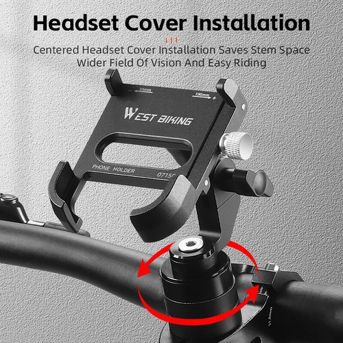 WEST BIKING casque de vélo support téléphone aluminium VTT vélo support de téléphone - Photo 16 sur 20