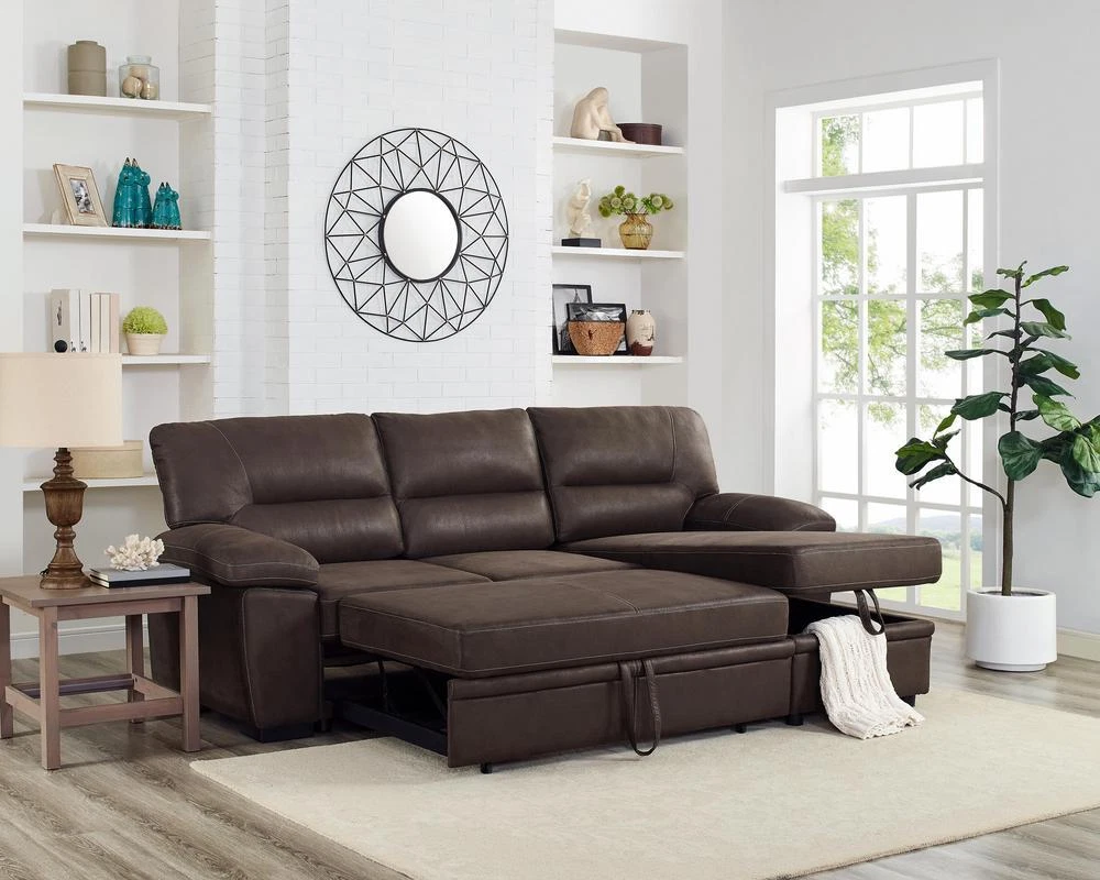 Lilola Home Kipling Microfiber Reversible Sleeper Sectional Sofa