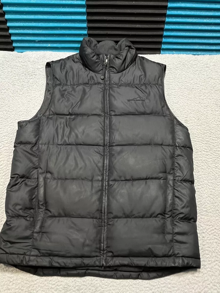 Eddie Bauer Goose Down Vest Men Large Black Full Zip Vintage Outdoors