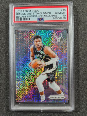   2023 Prizm Deca Giannis Antetokounmpo Decade Dominance Mojo #/25 PSA 10 BUCKS