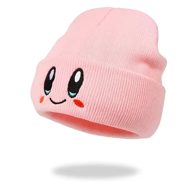 Kirby Face Character Beanie Hat | Pink Smile Autumn Winter Warm