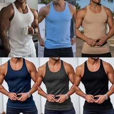 Men Muscle O-Neck Fit Tank Tops Bodybuilding Training Workout Gym Fitness Vest ṑ