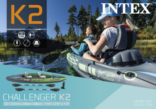 Intex Challenger K2 Kajak aufblasbar 351x76x38cm mit Paddel, Pumpe & Tragetasche - Bild 9 von 9