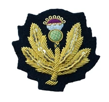 Scottish Thistle   Deputy Lieutenant Cap Badge Gold wire Embroidered R2408