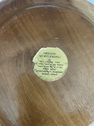 Vintage Myrtle Wood Hand Round Tray Plate Bandon Oregon 9” - Picture 3 of 7