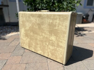 Cream Marbled Samsonite Streamlite Suitcase - Cool Vintage Piece! Monogrammed!