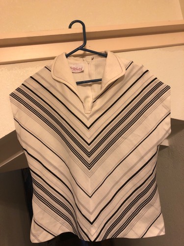 VTG KAY WINDSOR Sleeveless Womens Top Blouse 70s Collar Diagonal Stripe Back Zip - 第 1/4 張圖片