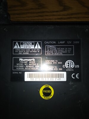 NUMARK MATRIX 2 DJ Preamp Mixer 50/60HZ 15W 2 channel | eBay