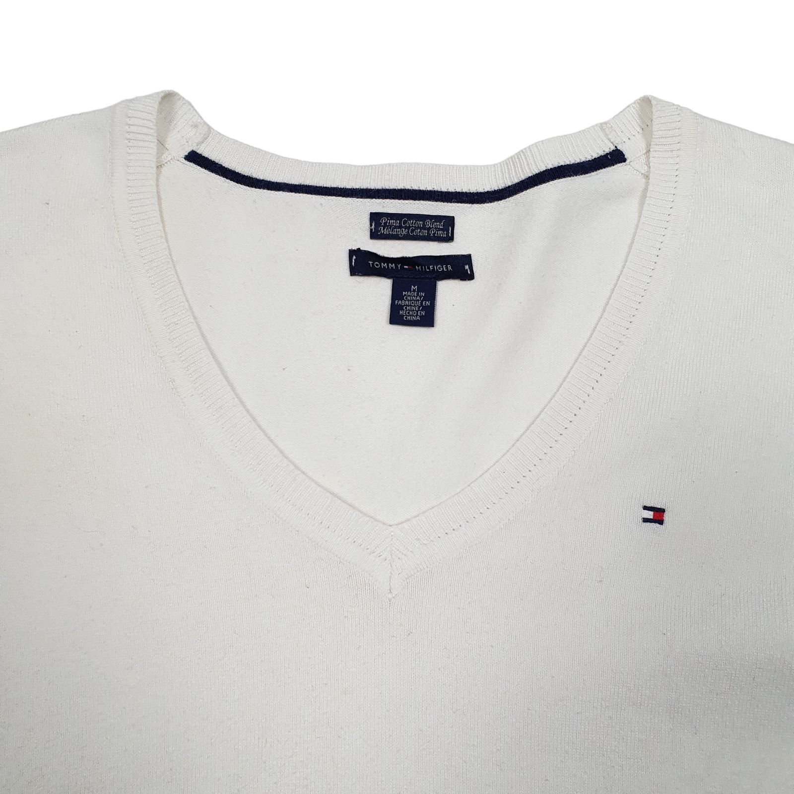 TOMMY HILFIGER V Neck Knit Jumper Sweatshirt Womens M image 2