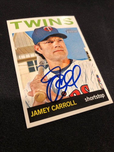 Jamey Carroll Twins 2013 Signed Autographed Topps Heritage Card #196 ~ COA - Picture 3 of 5