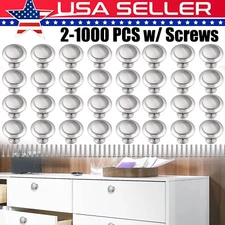 Soild Brushed Nickel Kithen Cabinet Knobs Dresser Drawer Round Pull Handles Lots