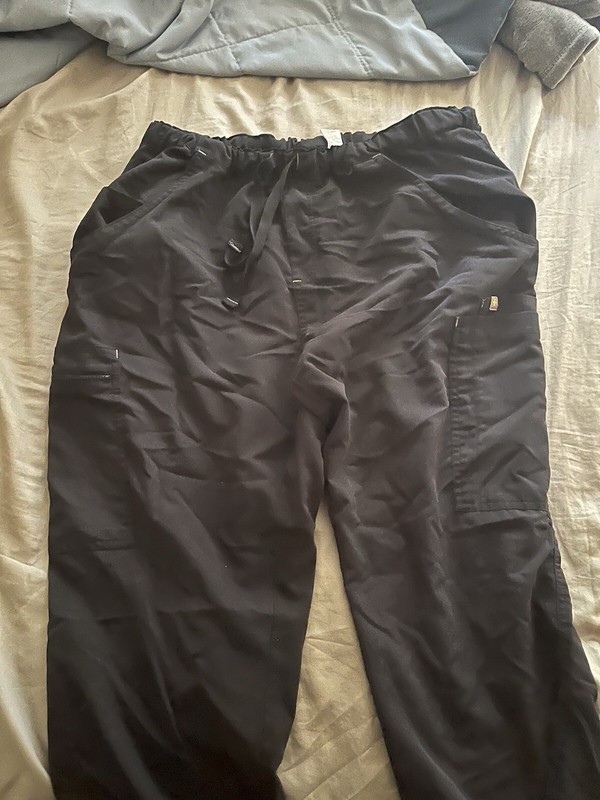 Figs Scrub Pants Mens XXL Short Black Cairo Cargo Drawstring Stretch Medical 