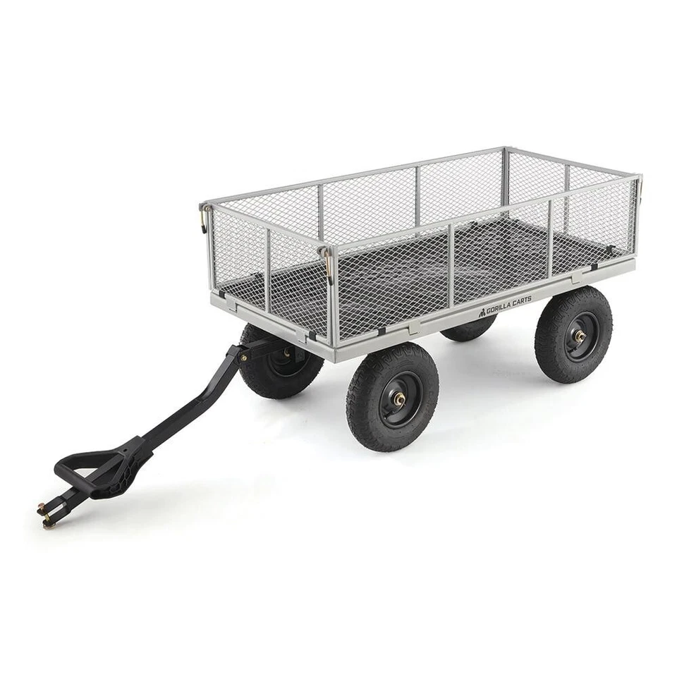 12000 Lb Steel Utility Cart All Terrain Wheel Removable Steel Mesh Outdoor Wagon - Image 4 of 4