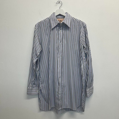 Plan C Women's Black & White Long Sleeves Striped Boyfriend Shirt Size 12 - Picture 3 of 7