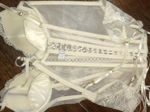 Victoria’s Secret Vintage Braut Elfenbein Engel Spitze Bustier Korsett Top - Bild 19 von 21