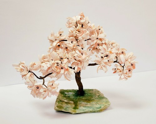 Seashell Tree Vtg Sculpture MCM Pink Dogwood Wedding Gift - Picture 3 of 12