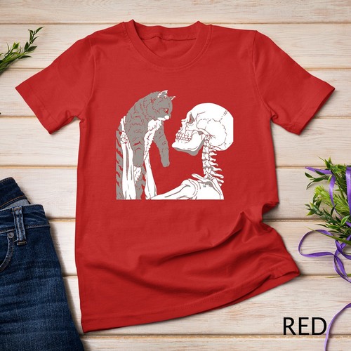 Camicia Skeleton Holding A Cat pigro costume Halloween teschio t-shirt unisex - Foto 11 di 15