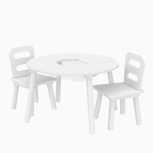 Children Table and 2 Chairs with Storage Kids Bedroom Furniture Playroom Bedroom - Picture 4 of 6