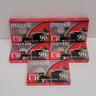 Maxwell UR 90 Minute Lot Of 5 Normal Bias Blank Audio Cassette Tapes Sealed