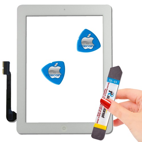 PACK Vitre Tactile iPad 4 A1459 Blanc Adhésif Écran Verre PREMIUM Assemblé Outil - Photo 1/9