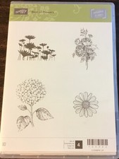 Stampin Up BEST OF FLOWERS Stamp Set 4 Rubber Cling Hydrangea Roses Daisy