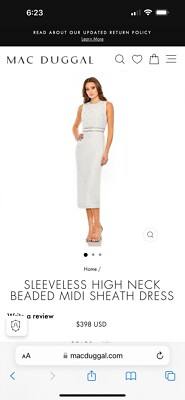 mac duggal sleeveless high neck beaded midi sheath dress Luxurious Mini Mid Length Short Wedding Dress with Feathers – Rosymae main image 1