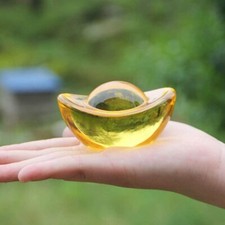 2pcs 80mm large Crytal Feng Shui Golden Ingot Yuan bao Lucky Charm Ancient Coins