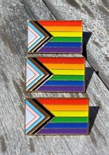 LOT OF 3 Progress Pride Rainbow Flag 1" Lapel Pins Badge LGBT LBGTQ Gay Equality