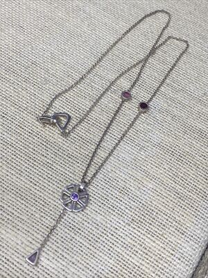 925 Links Of London Amethyst Flower Station Necklace Sterling Silver 18.5 