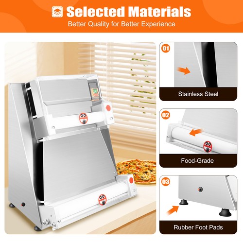 Máquina eléctrica para hacer prensa de pastelería con rodillo de masa de pizza 110 V 4-16" - Imagen 3 de 24