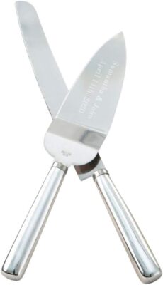 Simple Elegance Classic Silver Stainless Steel Wedding Cake Knife set