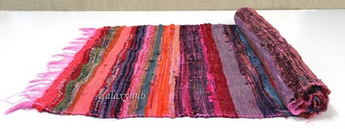 Pink Multi Cotton Chindi Living Room Area Floor Decorative Chindi Decor Rugs - Foto 7 di 7