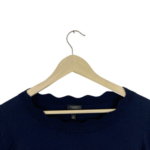 Suéter Talbots Mujer Petites 1XP Perfecto Lana Merino Azul Manga 3/4 Top LEER - Imagen 5 de 11