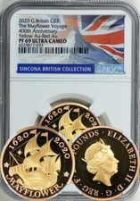Great Britain 2020 GOLD 2 Pounds (Mayflower - 400 years) NGC PF-69 ULTRA CAMEO