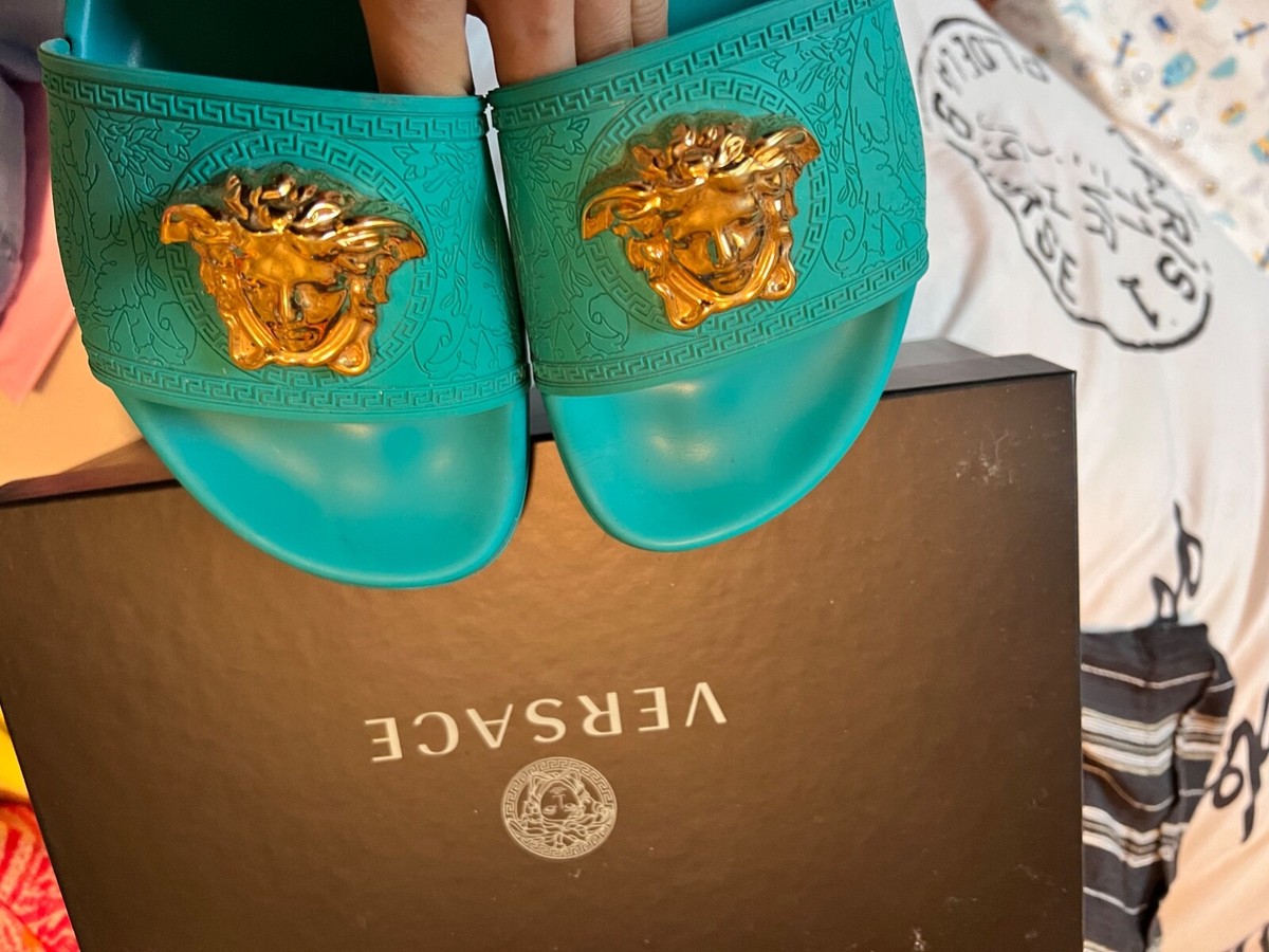 La Medusa Versace Pool Slides- Gorgeous Turquoise. Size 35.5