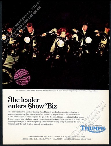 1968 Ann Margret Foto fahren Motorrad Photo Triumph Vintage Print Ad