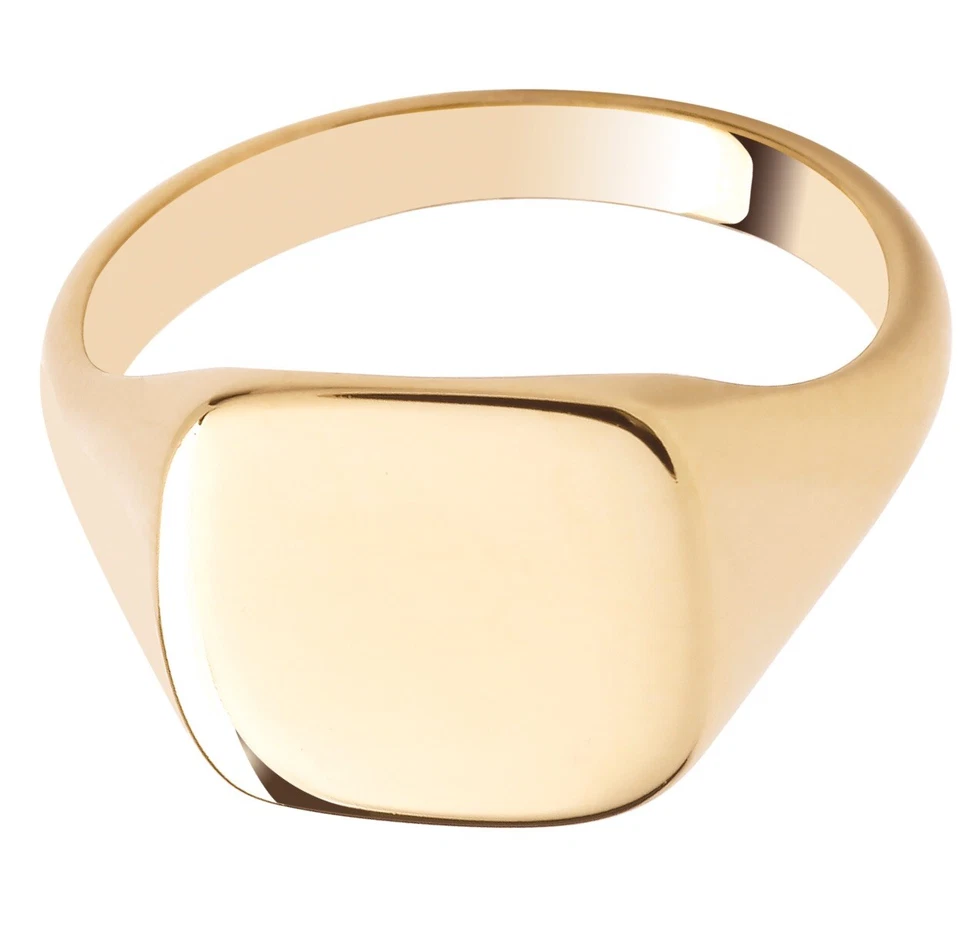 9ct Yellow Gold on Silver Heavy Signet Ring size M N O P Q R S T U V W X Y Z - Image 3 of 4