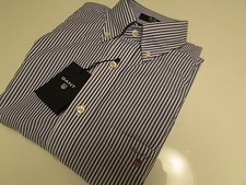 NWT AUTHENTIC Gant Rugger Crisp Blue Stripe Shirt /  Size Small