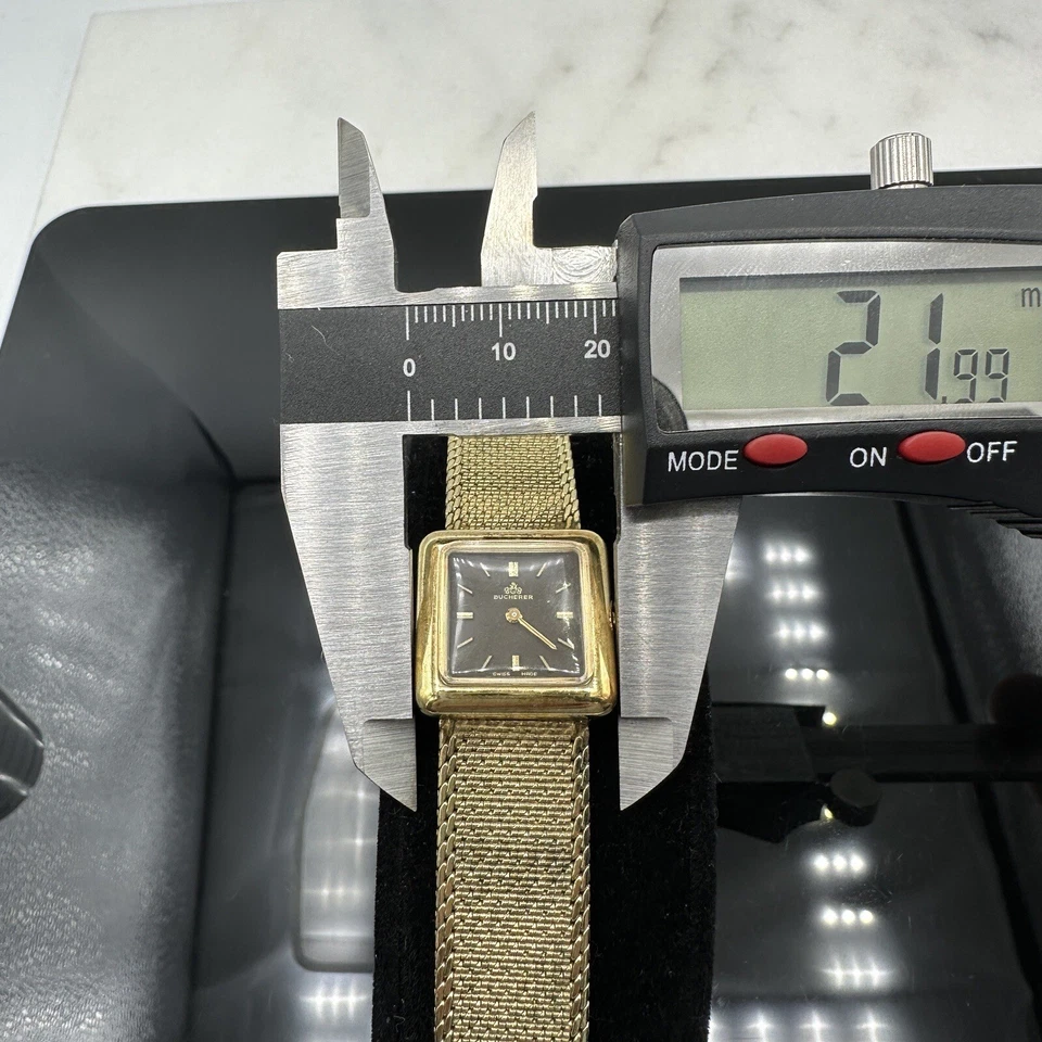 Reloj Bucherer Vintage Caja Dorada Trasero SS Mecánico Esfera Marrón, Funciona Foto 3 de 4