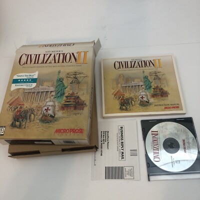 1996 Editor's Choice 5 star Sid Meier's Civilization 2 Micro Prose Strategy Game