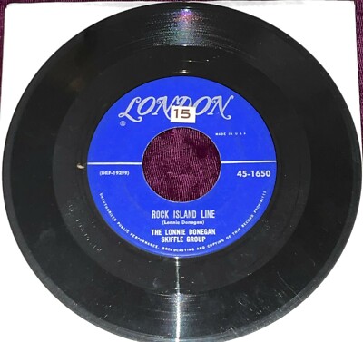 RARE 1956 LONNIE DONEGAN ROCK ISLAND LINE/JOHN HENRY 7'' VG+ 1ST PRESS ROCKABILLY