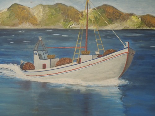 Oil painting beautiful boat in the Greek sea Ππ - Picture 8 of 10