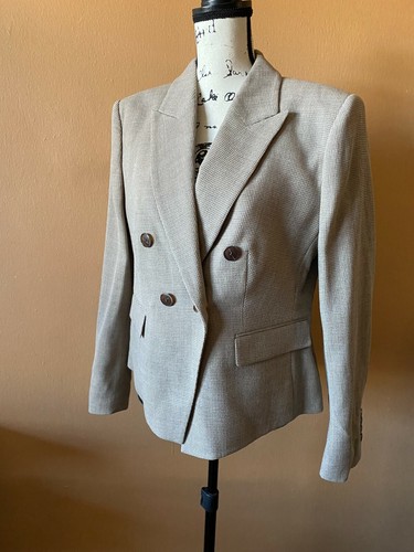 NWT BOSS Hugo Boss Jocala Virgin Wool Blend Double Breast Blazer Jacket Size 12 - Picture 4 of 7