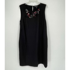 Liz Claiborne Women's Black Embellished Sleeveless Career Shift Dress Size XL