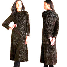 Soft Surroundings Hadley Velvet Black Dress Burnout Brocade Size 14P NWT