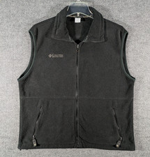 Columbia Vest Black Fleece Full Zip Pockets Outdoor Mens Large Made In USA