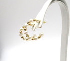 14K Yellow Gold Pearl And Gold Ball Hoop Earrings [E363] — photo 4