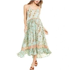 Anthropologie RAGA Boho Midi Dress Sunkissed Botanical Sleeveless Tiered M