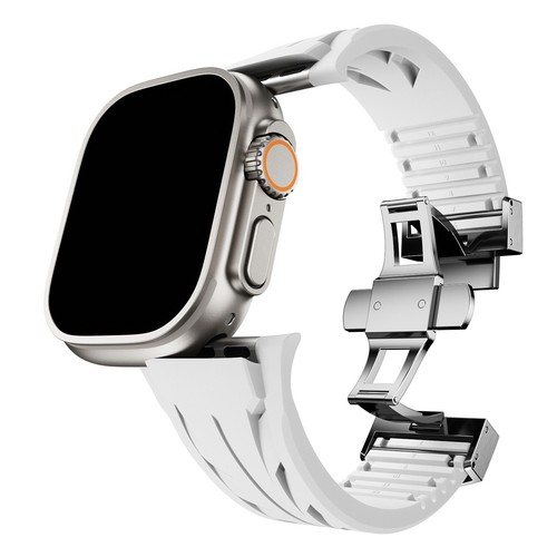 Bracelet Silicone Avancé Boucle Papillon Métal pour Apple Watch Ultra 10 9 8 7 6 5 - Photo 51 sur 62